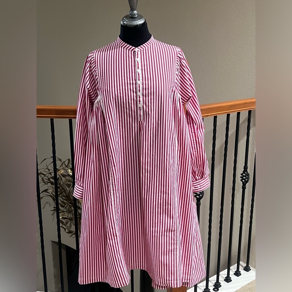 August Morgan LONG SLEEVE RELAXED FIT CANDY STRIPE DRESS WOMEN SIZE L